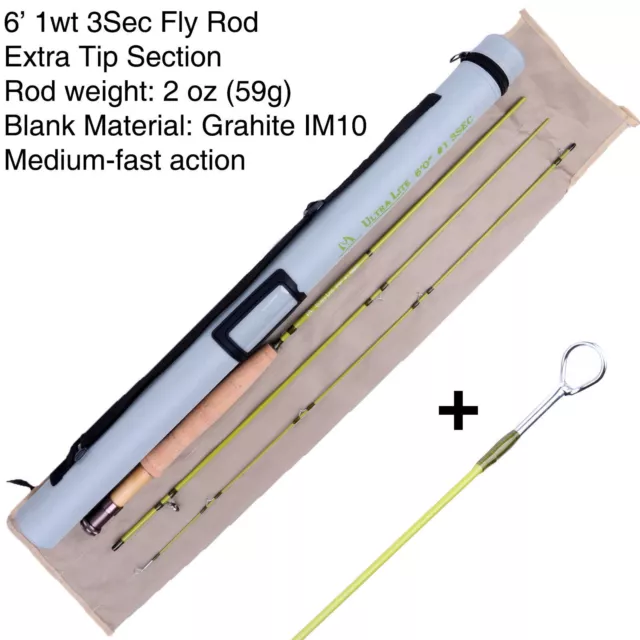 Canne à mouche 1/2/3 WT (Graphite IM10) 6 '/ 6'6 "/ 7' / 7'6"