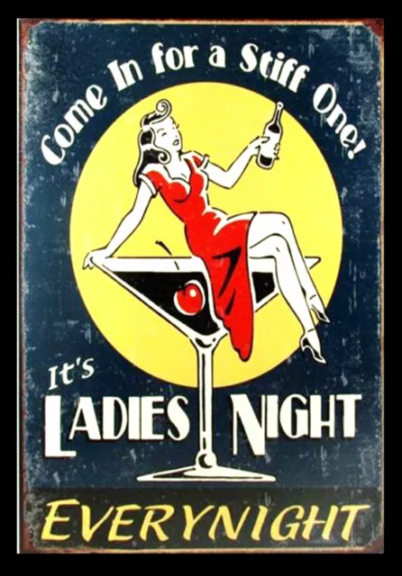 Ladies Night Retro Vintage Alcohol Bar Pub Print Poster Wall Art Picture A4 +