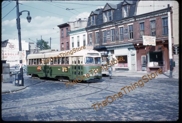 Philadelphia Trolley PTC 1960s 35mm Slide Kodachrome Street Scene Lone Star Gas