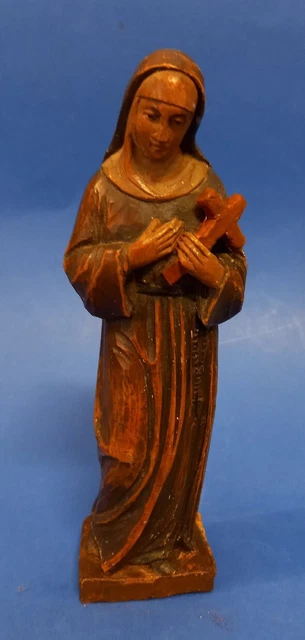 Santa Rita da Cascia, Legno Intagliato Laccato, 1900, H 15,5, B 4,5x3,5cm