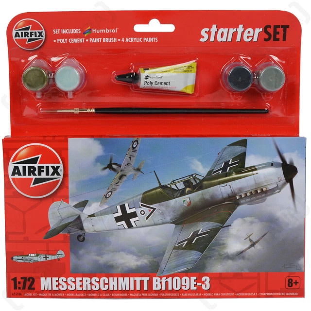 Airfix Messerschmitt Bf109E Starterset im Maßstab 1:72