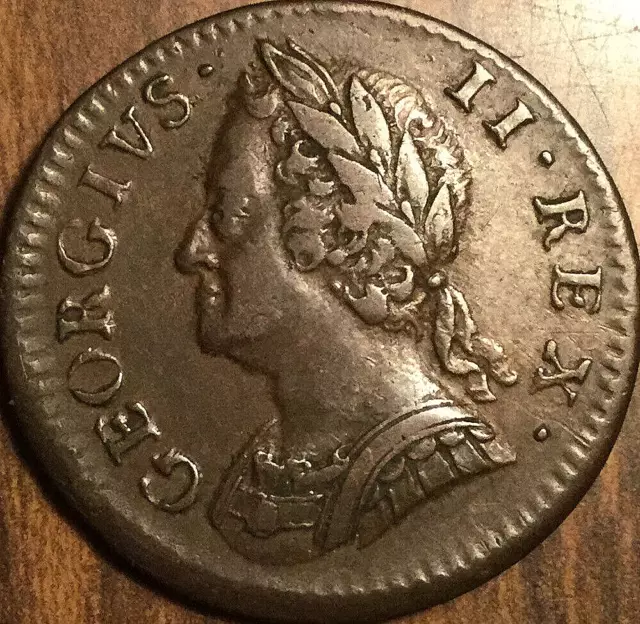 1754 Uk Gb Great Britain Farthing Coin