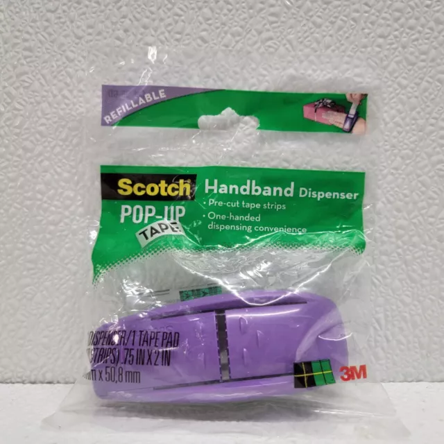 Scotch Pop-Up Tape Handband Dispenser Purple with 1 Tape Pad - New!
