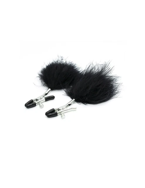 Pinzas para Pezones con Pompón de Pelo Largo Negro