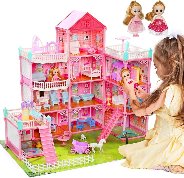 Maison De Poupée Barbie 4 Niveaux 16 Pièces - En Bois, Multicolore, Neuve, Pour Filles 3 Ans +