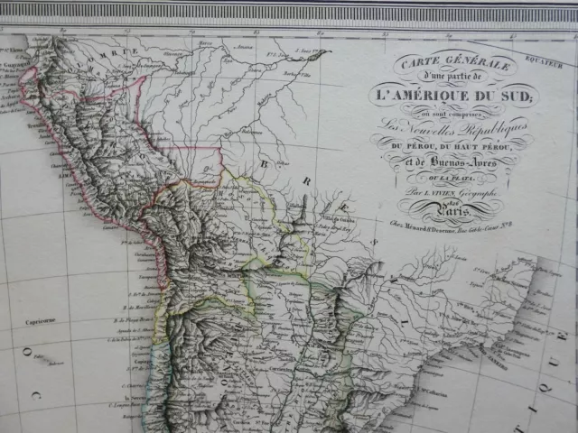 South America Peru Chile Buenos Aires 1826 large detailed Vivien map 2