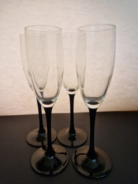 LUMINARC ~DOMINO SIGNATURE~  champagne prosecco cava sparkling wine flutes x 4