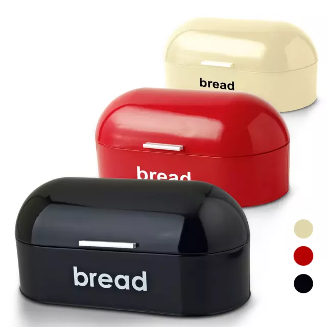 American Style Bread Bin Curved Lid Steel Kitchen Food Storage In 3 Colours
