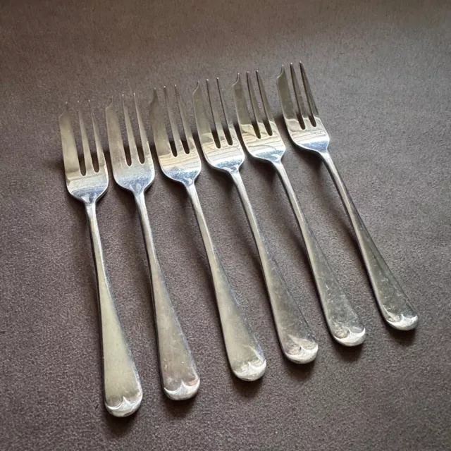 Vintage Set Of 6 Epns A1 Art Deco Old English Pattern Silver Plate Cake Forks