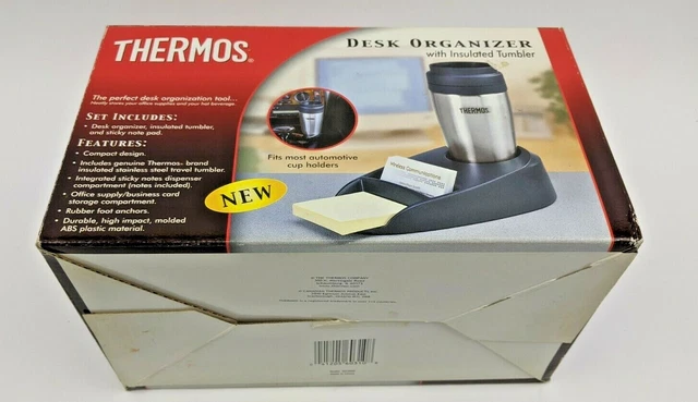 Thermos Desk Organizer Insulated Mug Card Holder Note Pad Office Home Car 3