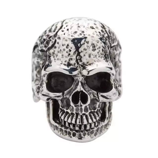 925 Sterling Silver Tough Men's Skull Ring Biker Gothic