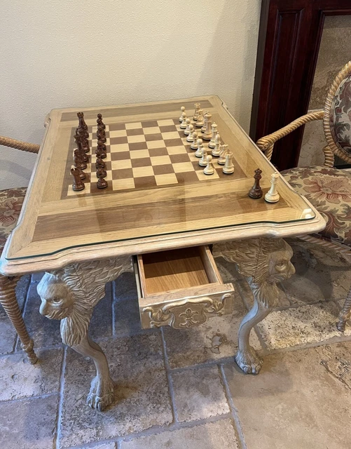 CHESS BOARD TABLE & chairs 550.00 PicClick