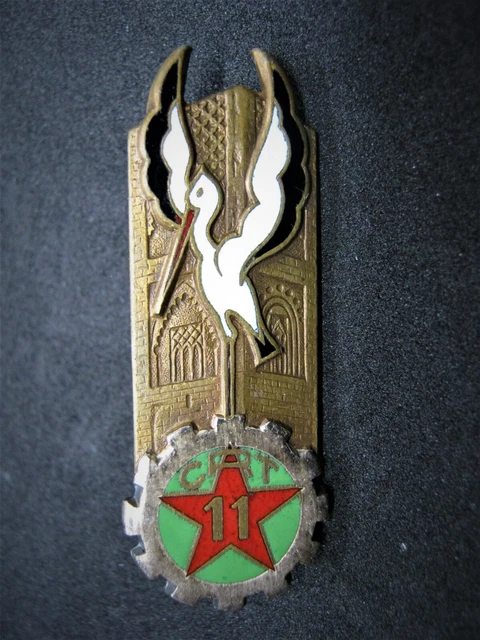 Insigne Train GT 363 - Cigogne AFN Maroc - Émail Original (années 1950-60)
