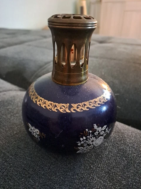 Lampe ancienne Berger JARS motif floral - Label Emmaüs