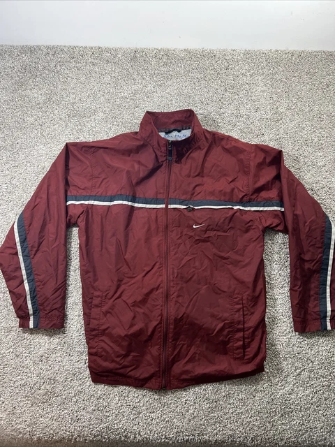 VTG Nike ￼Maroon & Gray Windbreaker Full-Zip Sport Jacket Men's Size Large