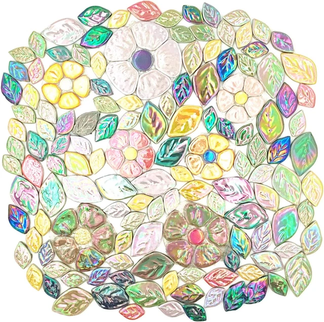 Flowers & Leaves Ceramic Mosaic Tiles for Crafts Mosaic Tile Lot Bulk 500G Tiles