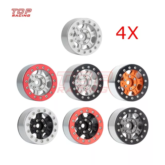 4PCS 1.55" Classic 6-Spoke Aluminum Beadlock Wheels 1/10 Rc Car Yota LC70 JIMNY