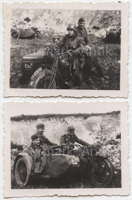C226 Foto Wehrmacht Frankreich Beute Motorrad Krad Beiwagen Indian Emblem TOP !