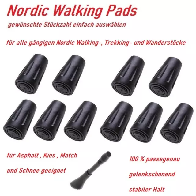 Nordic Walking Gummipuffer Pads Asphaltpads Ersatzfüße Trekking Wandern Stöcke N