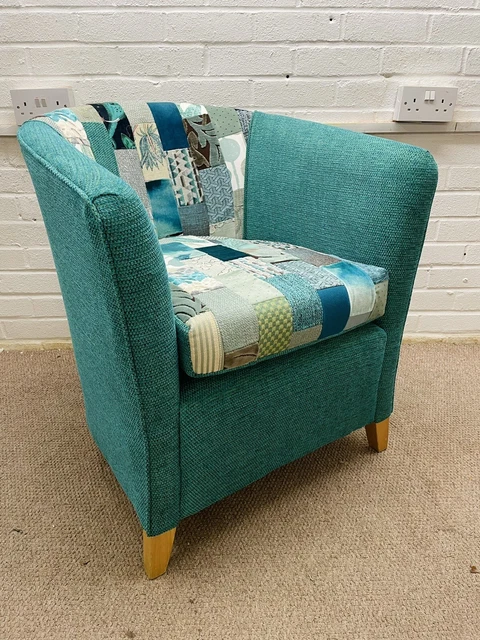 JOHN LEWIS Tub Chair newly Reupholstered In Patchwork Design