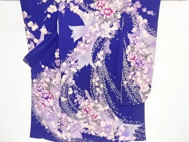 82948# Japanese Kimono / Antique Furisode / Floral Plants