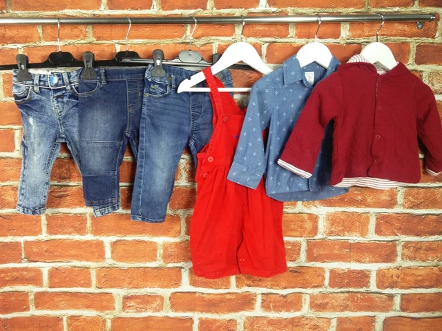 BABY GIRLS BUNDLE AGE 6-9 MONTHS NEXT H&M etc JEANS JACKET DUNGAREES SHIRT 74CM