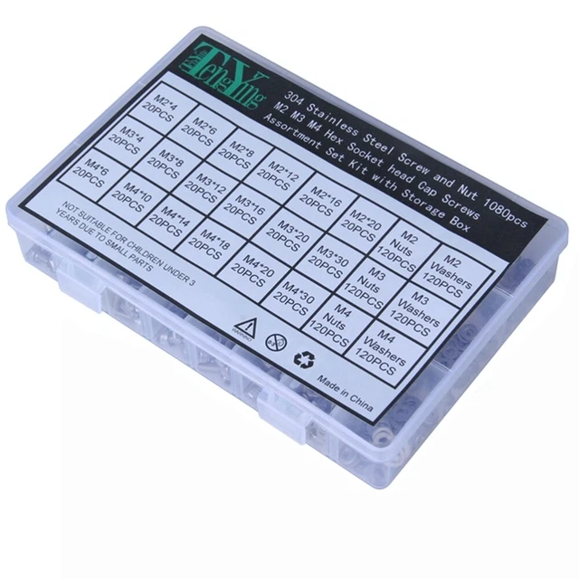 1080pcs Schraube und Mutter Schraube Mutter-Set Edelstahl Schrauben