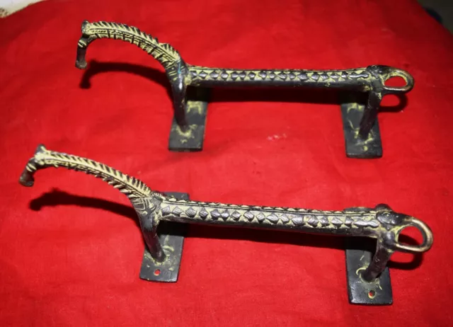 Brass Horse Shape Door Handle Set Vintage Handmade Finish Lounge Door Decor MS58
