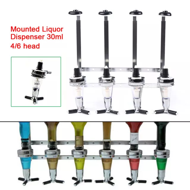 6 BOTTLE ALCOHOL Liquor Dispenser Stand Wall Mounted Drink Beer Wine ...