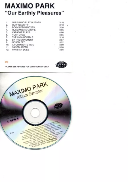 Maximo Park Rare Promo Cd Our Earthly Pleasures