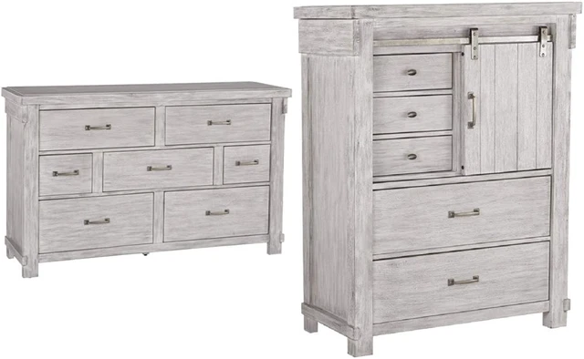 Brashland Modern Farmhouse 6 Drawer Dresser, Grayish Cream & Brashland Chests-Of