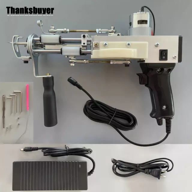 Handheld Electric Carpet Tufting Gun Tool w/ Gear Cover for Loop Pile Cut Pile