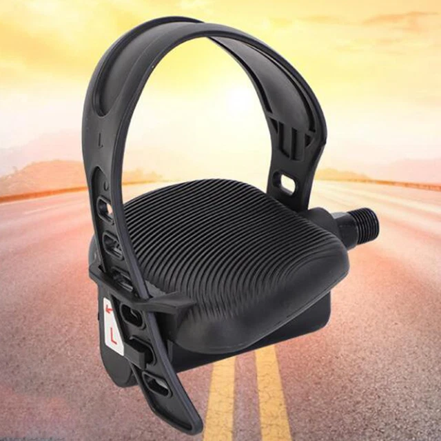 Sangles Pédales Vélo Appartement Sangles D'Orteils Vélo - Paire En Nylon Universelle - Noir/Rose - Longueur 47cm Sécurité Pédale Plate