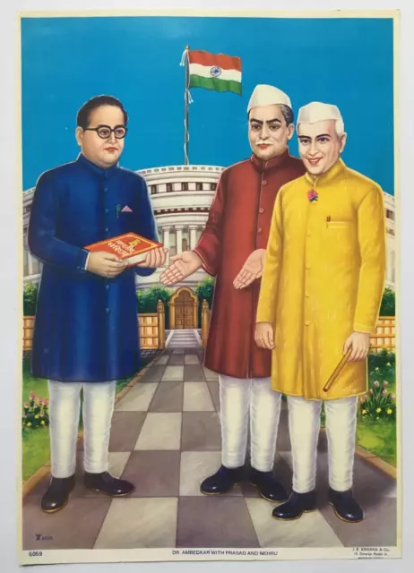 India Vintage 50's Stampa Ambedkar Presenta Constitution 14in x 2