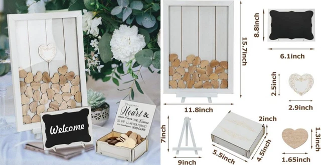 Swanew Libro degli ospiti per matrimonio, con 81 cuori in legno, per...