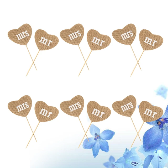 12 piezas / 6 juegos tapa de pastel de lino rústico señora forma de corazón pastel selecciones C