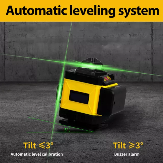 Professional Laser Level 4D 16 Line 360°Rotary Cross Self-Leveling Measure Tool 2