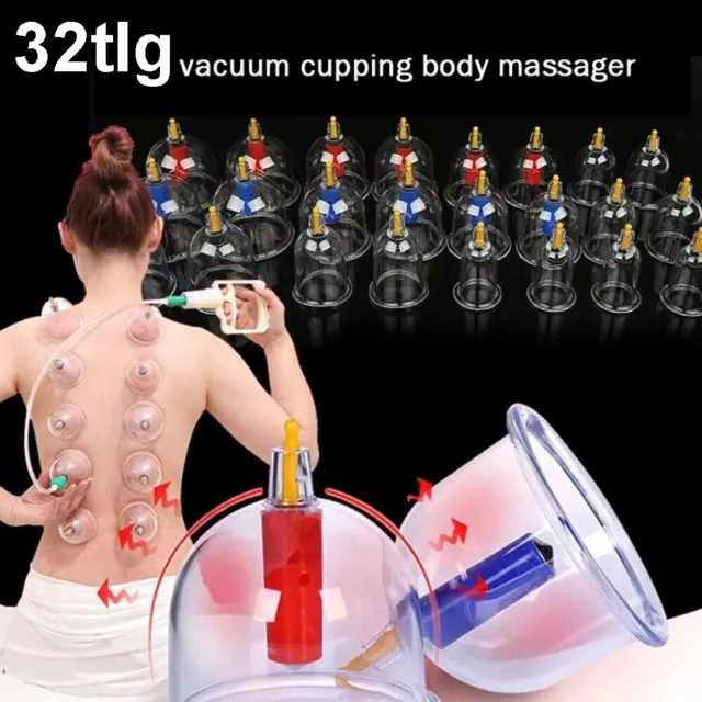 Schröpfen Set Vakuum Massage mit 32 Schröpfgläser Cupping Set Saugglocken Profi