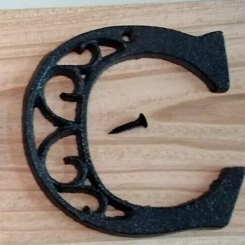 Alphabet House Letter  C  Antique Brown Cast Iron Metal 4.5" Indoor  Outdoor