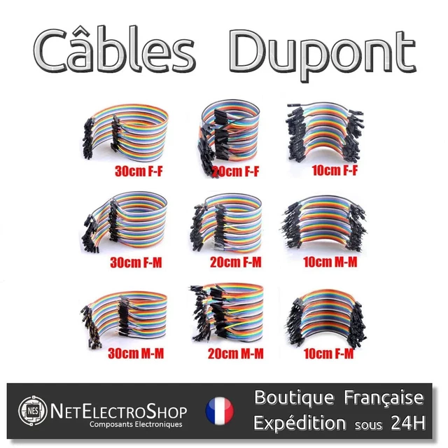 20-Pack Dupont Jumper Wires - 10cm Male To Male Cables For Breadboard, Arduino, Raspberry Pi