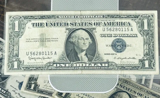 1957 B $1 Silver Certificate, Blue Seal. Vf Condition. No Defects