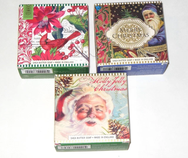 Lot of 3 new Michel Design Shea Butter Soaps Christmas 3 x 3.5 oz NIB England