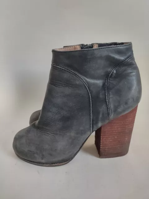Jeffrey Campbell Antique Black Leather Bootie Ankle Block Heel Boots Sz 9 Hanger 3