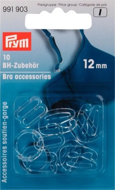 Prym 12mm Plastic Bra Strap Accessories Clear - per pack of 10