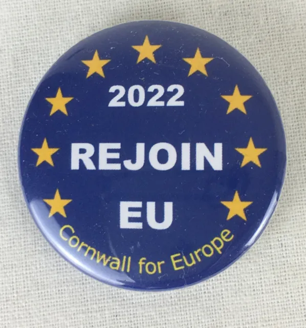 REJOIN EU Pin Badge CORNWALL FOR EUROPE BREXIT EURO 38mm (#D4)