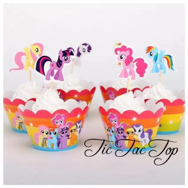 24pcs My Little Pony 2023 Cupcake Topper & Wrapper. Party Lolly Loot Bag Cake