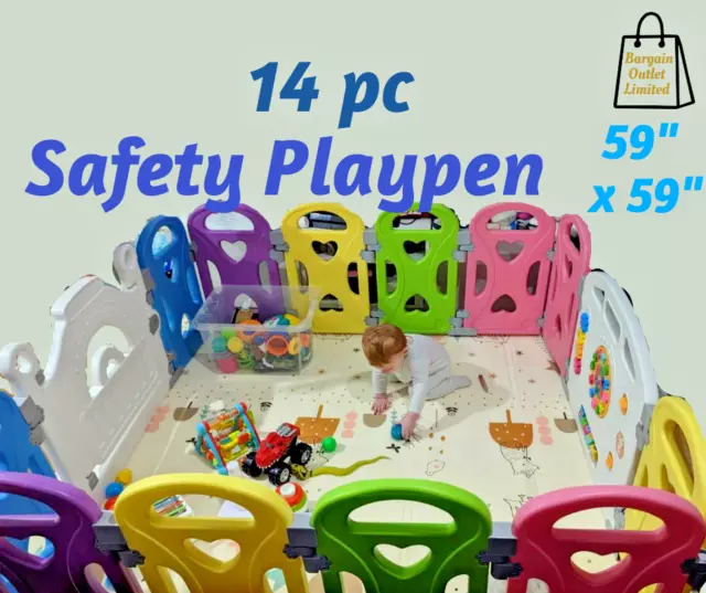 Playpen kids Activity Centre 14 Panels multi colour extra large safety gate