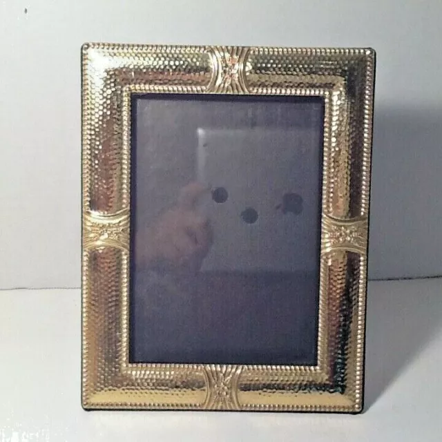 Gold Tone Hammered Photo Frame Holds 6.5" X 4.5" Picture