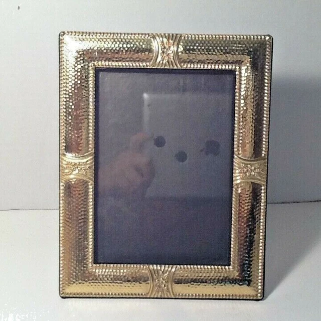 Gold Tone Hammered Photo Frame Holds 6.5" X 4.5" Picture