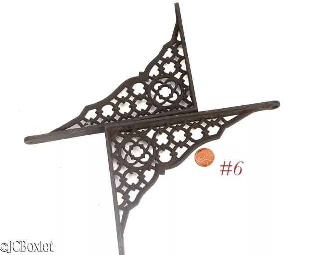7x5 old antique IRON ORNATE VICTORIAN SHELF BRACKETS hardware